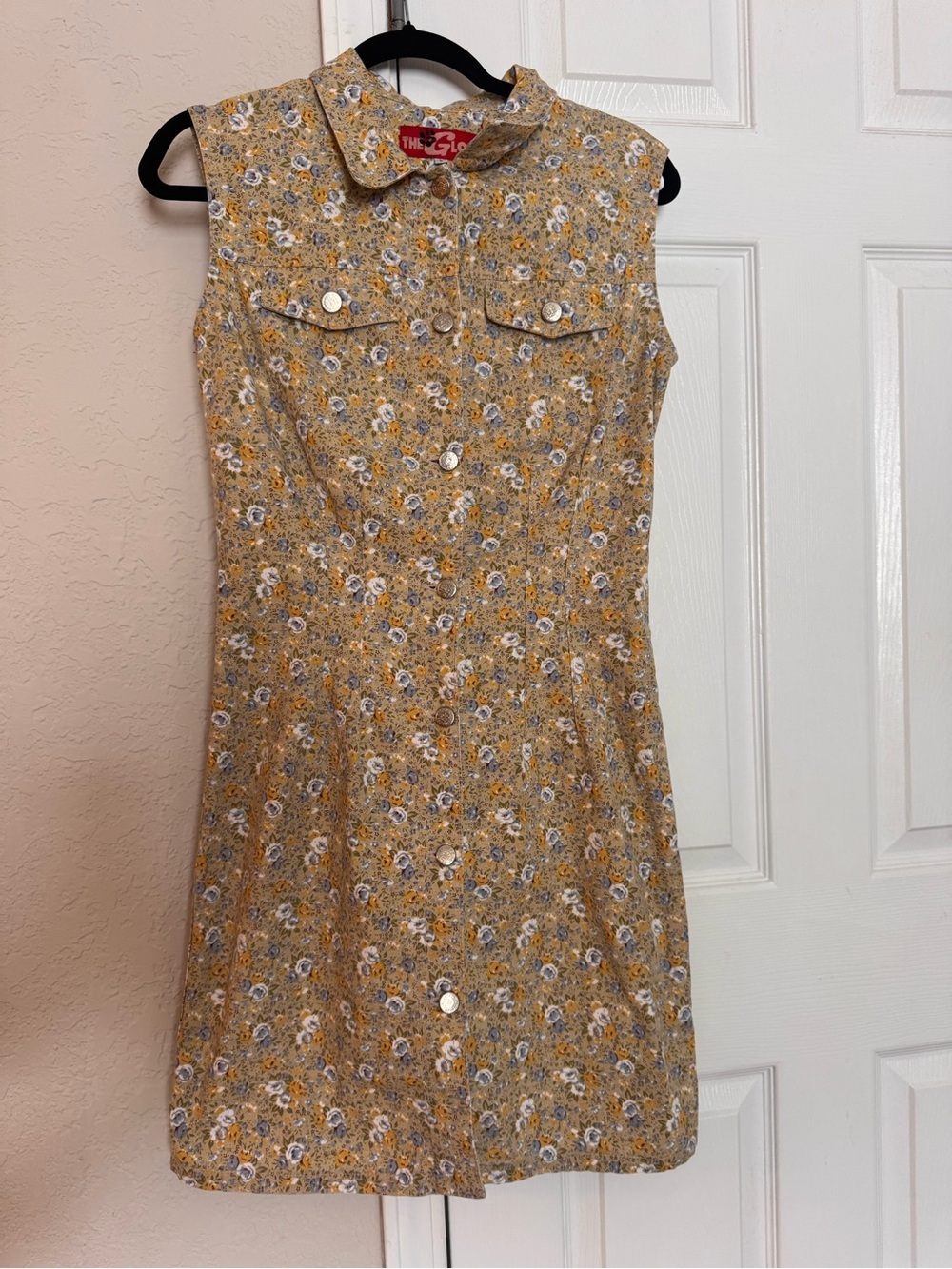 The Globe Vintage Floral Button-Front Shirt Dress in Mustard Yellow